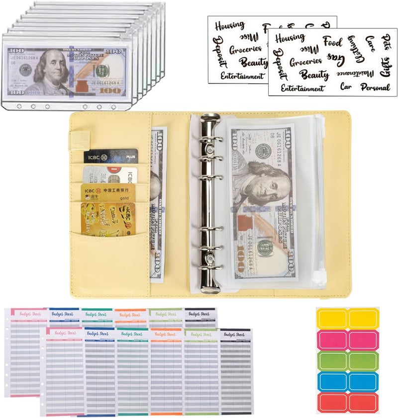 NICOOTHBudget Binder Cash Envelopes A6 Money Saving Binder with Zipper envelopes (A6Yellow) - Image 4